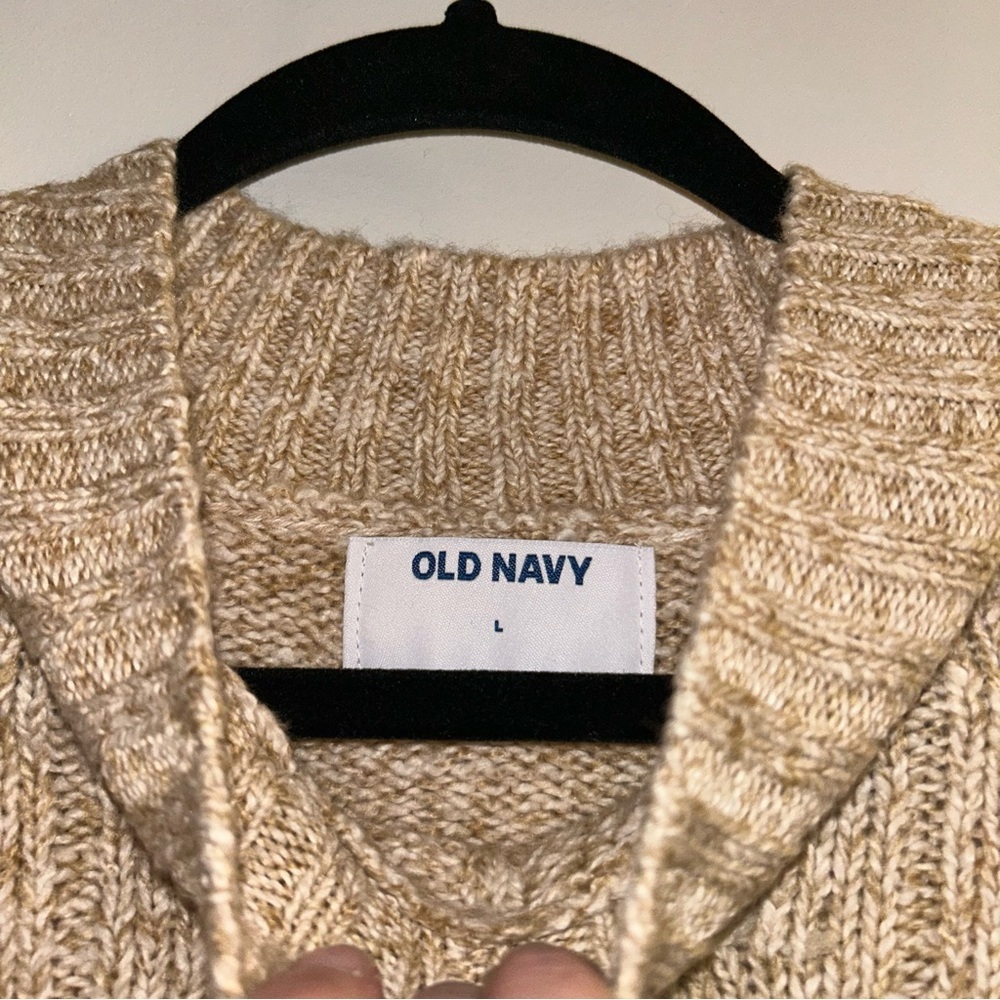 Old Navy Women’s Beige Heathered Mock Neck Knit Pullover Sweater Large NWT - Picture 3 of 6